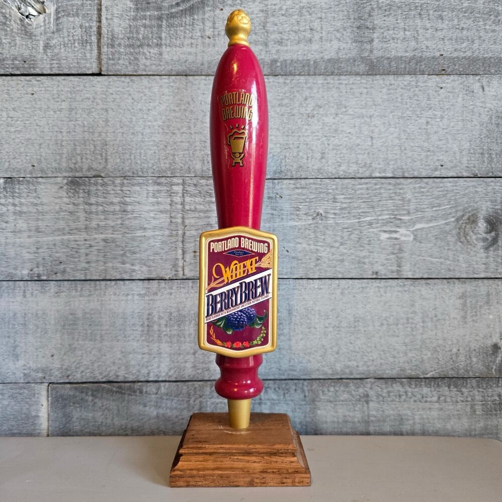 Portland Brewing Sweet‎ Berry Brew Wooden Beer Tap Handle Red Gold